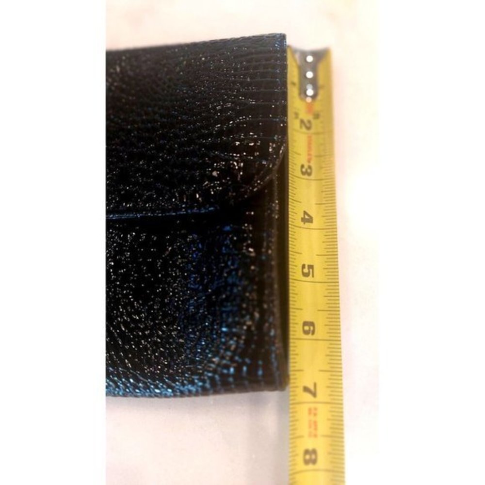 Nine West Black Patent Leather Envelope Style Clutch Black New 12" x 7" - Picture 9 of 9
